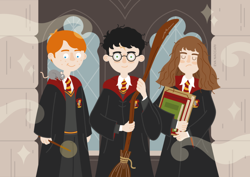 Harry Potter Ron Weasley Hermione Granger Fan Art Illustrazione